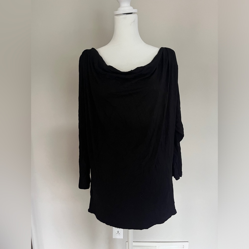 White House Black Market Elegant Black Cowl Neck Blouse With Lace Back